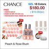 Chance Peach & Rose Blush Collection 0.5oz - 18 Colors w/ 1 Counter Display & 6 Chance No Wipe Top Coat 0.5oz