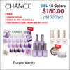 Chance Purple Vanity Collection 0.5oz - 18 Colors w/ 1 Counter Display & 6 Chance No Wipe Top Coat 0.5oz
