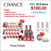 Chance Rose Petals Collection 0.5oz - 18 Colors w/ 1 Counter Display & 6 Chance No Wipe Top Coat 0.5oz