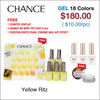 Chance Yellow Ritz Collection 0.5oz - 18 Colors w/ 1 Counter Display & 6 Chance No Wipe Top Coat 0.5oz