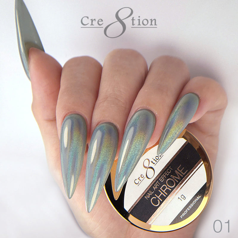 Cre8tion Chrome Nail Art Effect 1g - 01 Silver Hologram A