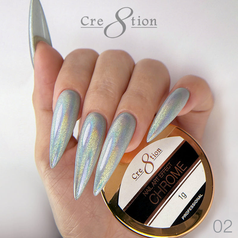 Cre8tion Chrome Nail Art Effect 1g - 02 Silver Hologram B