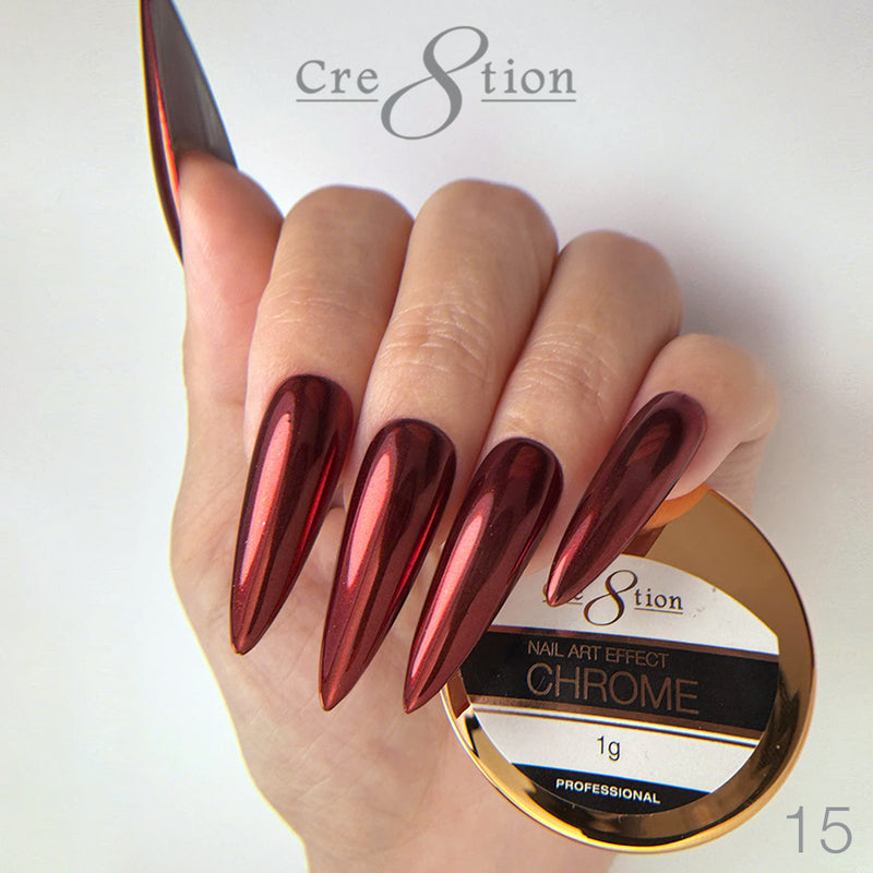 Cre8tion - Chrome Nail Art Effect 15 Dark Red - 1g