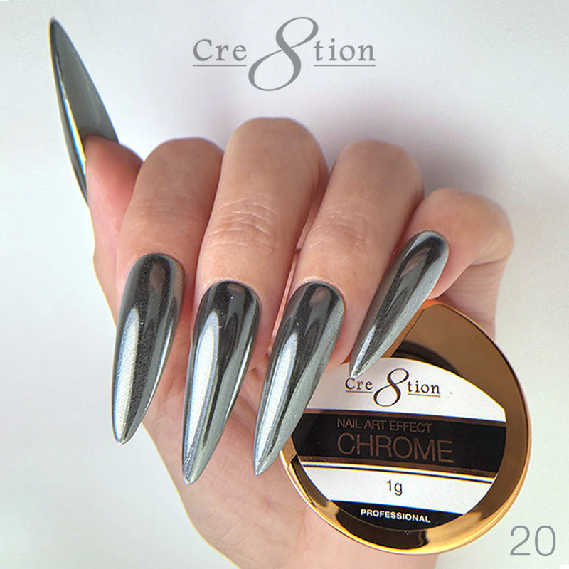 Cre8tion -  Chrome Nail Art Effect 20 Super Silver - 1g