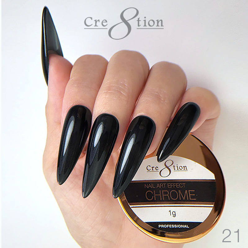 Cre8tion -  Chrome Nail Art Effect 21 Silver Black - 1g