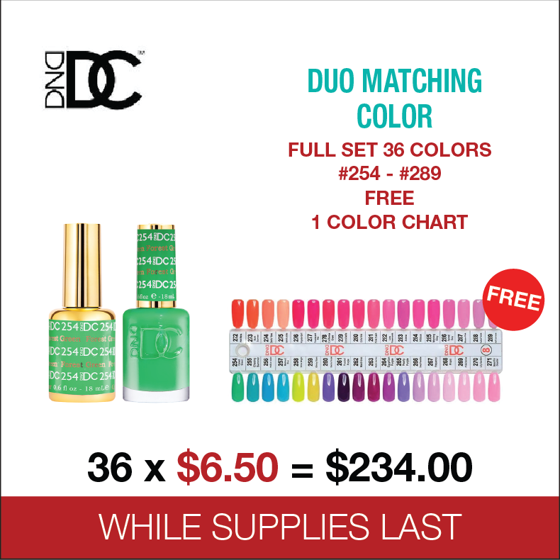 DND DC - Duo Matching Color - FULL SET 36 Colors - #254 - #289 Free 1 Color Chart