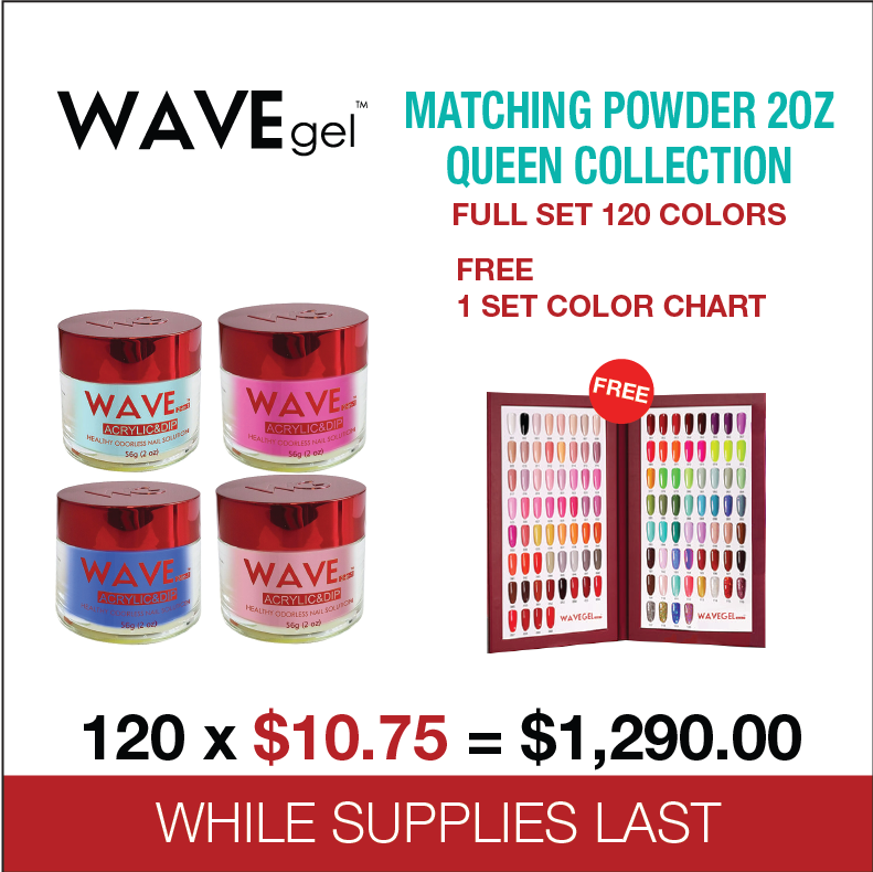 Wavegel Matching Powder 2oz Queen Collection - Full set 120 Colors Free 1 set Color Chart