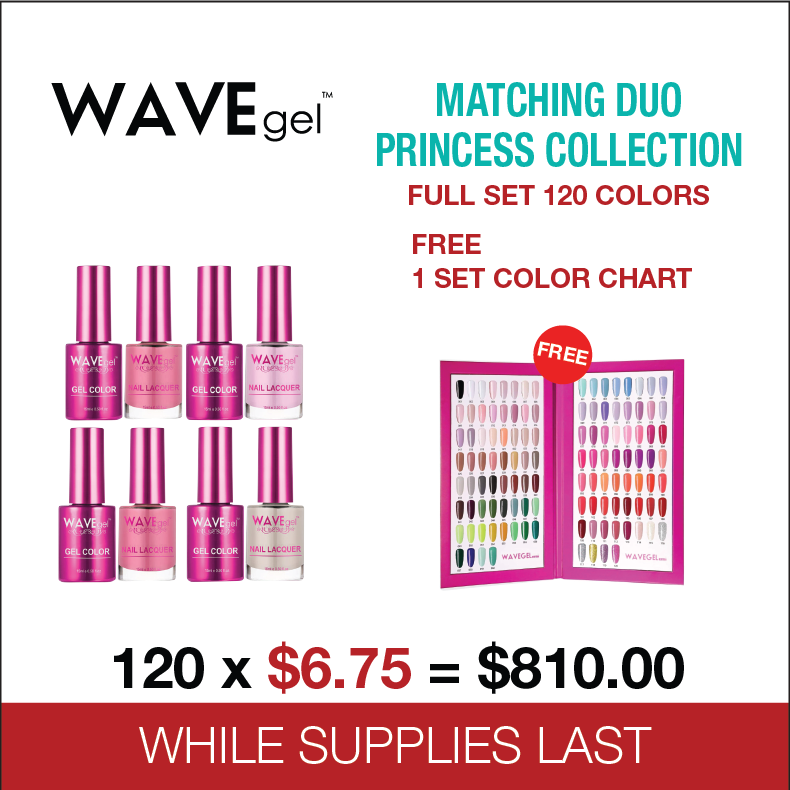 Wavegel Matching Duo Princess Collection - Full set 120 Colors Free 1 set Color Chart