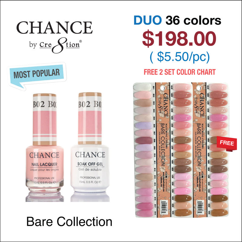 Chance Gel/Lacquer Bare Collection - Full Set Duo 36 Colors - FREE Set Color Chart