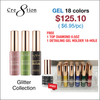 Cre8tion Detailing Nail Art Gel Glitter Collection - Full Set 18 Colors - FREE 1 Diamond Top 0.5oz - 1 Detailing Gel Holder 18 Hole