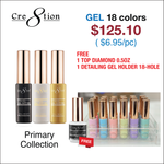 Cre8tion Detailing Nail Art Gel Primary Collection - Full Set 18 Colors - FREE 1 Diamond Top 0.5oz - 1 Detailing Gel Holder 18 Hole