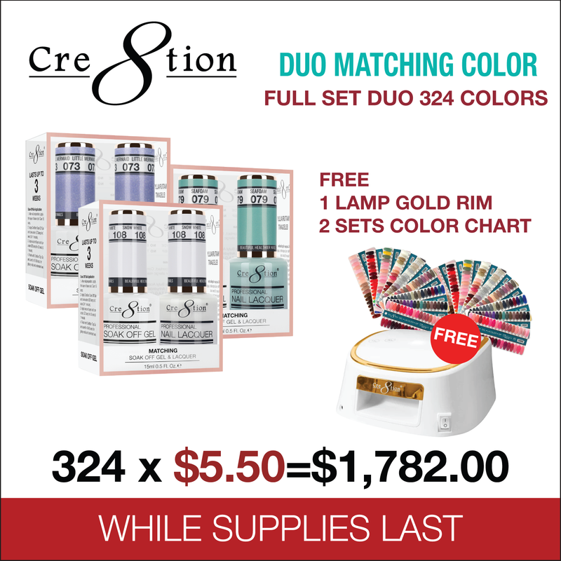 Cre8tion Duo Matching color (Matching Pair) - Full set 324 colors w/ 2 sets Color Chart & 1 Cre8tion White with Gold Rim Lamp