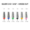 Cre8tion Silver 5 in 1 Nail Filing Bit - 3/32' - Cross Cut