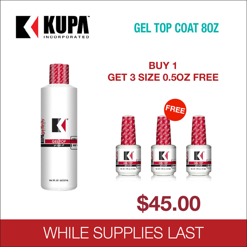 Kupa - Gel Top Coat 8oz Buy 1 Get 3 Size 0.5oz FREE