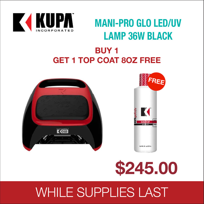 Kupa Mani-pro GLO LED/UV Lamp 36W Black - Buy 1 Get 1 Top Coat 8oz FREE