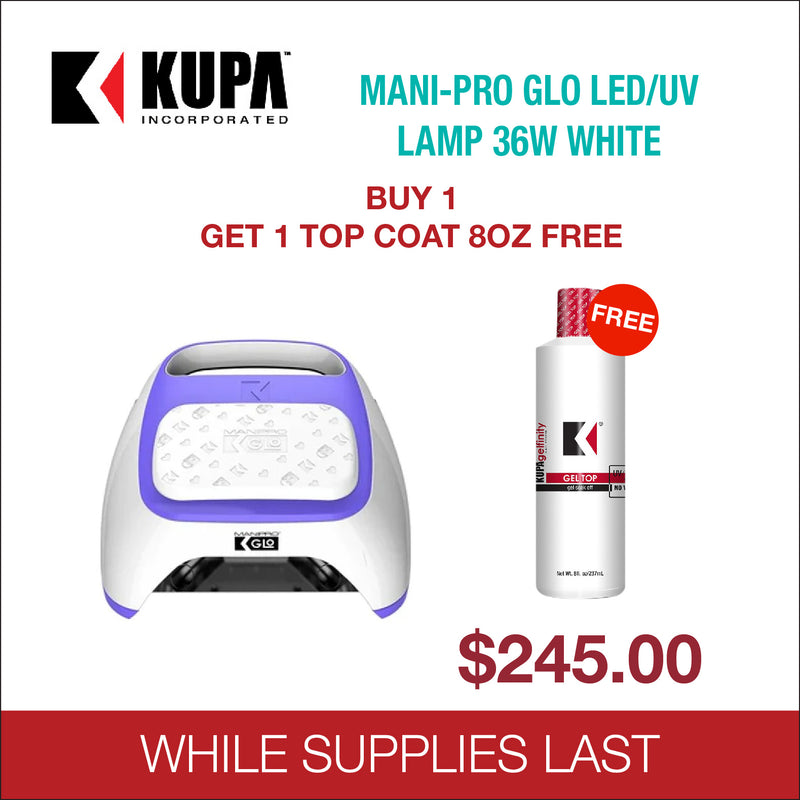 Kupa Mani-pro GLO LED/UV Lamp 36W White - Buy 1 Get 1 Top Coat 8oz FREE