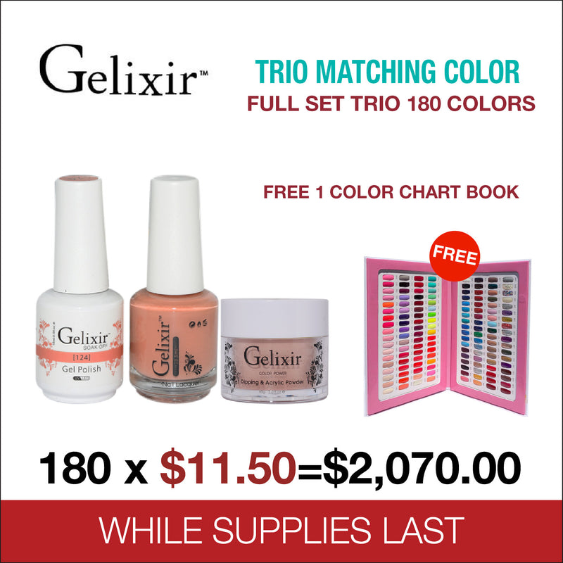Gelixir Matching Trio -  Full Set of 180 colors - Free 1 Color Chart Book