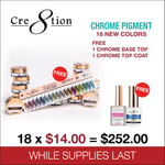 Cre8tion Chrome Nail Art Effect 1g - Full set 18 NEW colors w/ 3 Top Diamond 0.5oz & 1 set Color Chart