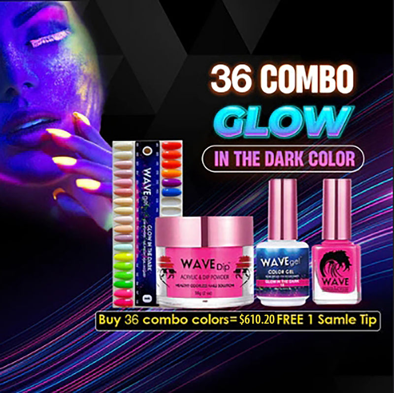 WaveGel Trio Matching Colors (Gel Polish & Nail Lacquer) 0.5oz - Full set Glow in The Dark 36 Colors #1-36