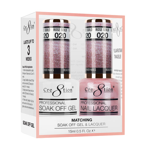 Cre8tion Matching Color Gel & Nail Lacquer 20 Rose Gold (Shimmery)