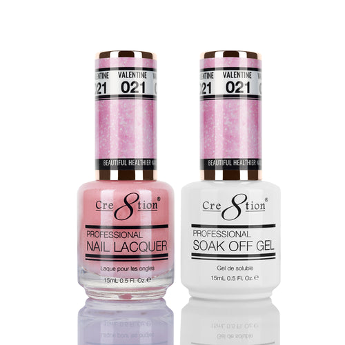 Cre8tion Matching Color Gel & Nail Lacquer 21 Valentine (Glitter)