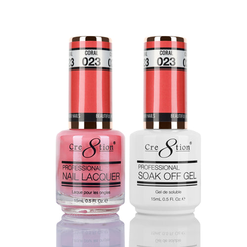 Cre8tion Matching Color Gel & Nail Lacquer 23 Coral