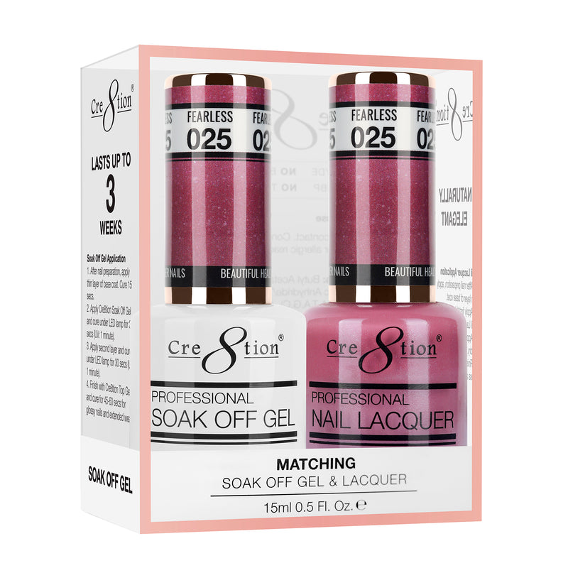 Cre8tion Matching Color Gel & Nail Lacquer 25 Fearless (Shimmery)
