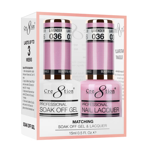 Cre8tion Matching Color Gel & Nail Lacquer 36 Lavender