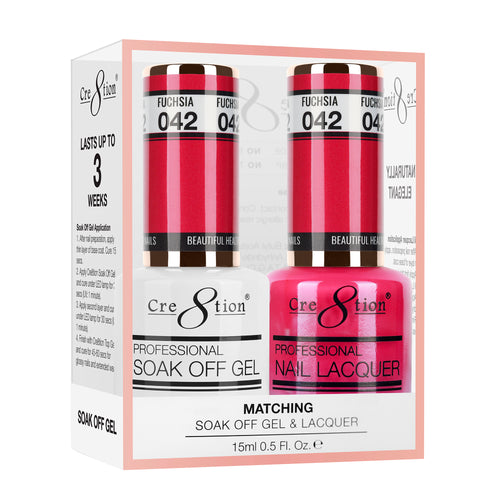 Cre8tion Matching Color Gel & Nail Lacquer 42 Fuchsia