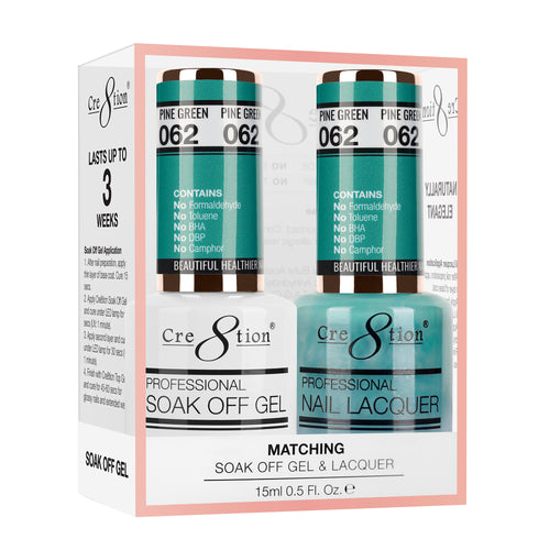 Cre8tion Matching Color Gel & Nail Lacquer 62 Pine Green