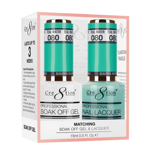 Cre8tion Matching Color Gel & Nail Lacquer 80 Teal Water