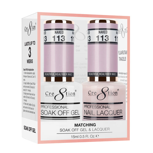 Cre8tion Matching Color Gel & Nail Lacquer 113 Naked