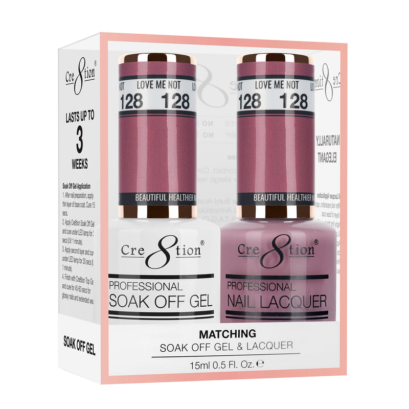 Cre8tion Matching Color Gel & Nail Lacquer 128 Love Me Not