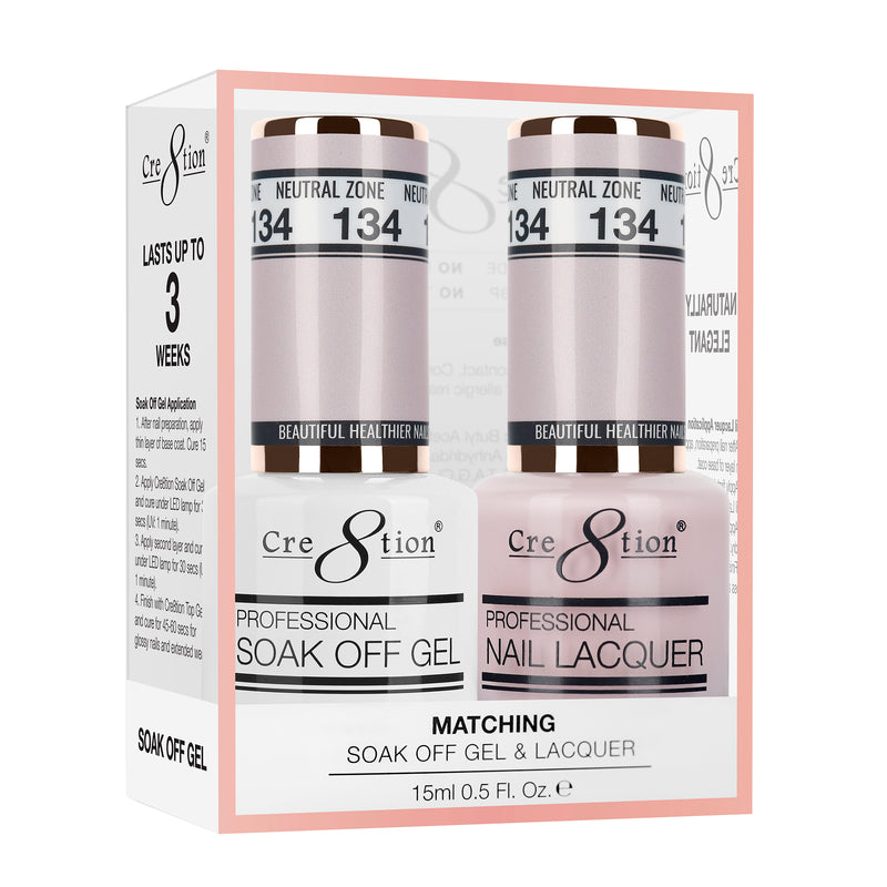 Cre8tion Matching Color Gel & Nail Lacquer  134 Neutral Zone