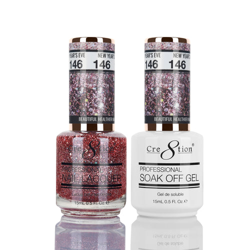 Cre8tion Matching Color Gel & Nail Lacquer 146 New Year 's Eve (Glitter)