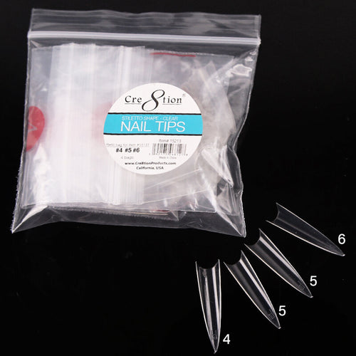 Cre8tion Stiletto Shape 02 - Clear Refill Bag #4, #5, #5, #6 200 tips/bag