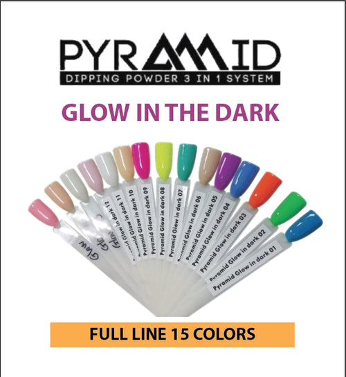 Pyramid Dipping Powder, Glow In The Dark, Full Set Of 15 Colors