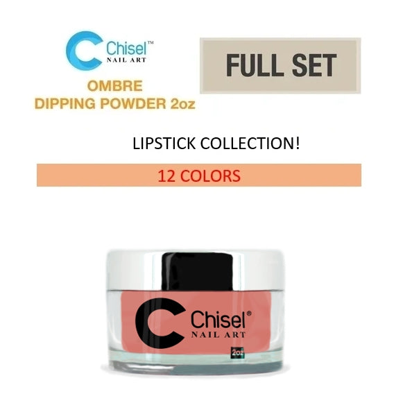 Chisel Nail Art - Dipping Powder - 2oz. Ombre Lipstick Collection 12 Colors - Private color #97A-B to #102A-B