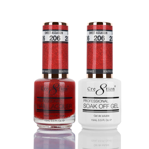 Cre8tion Matching Color Gel & Nail Lacquer 206 Sweet Assassin