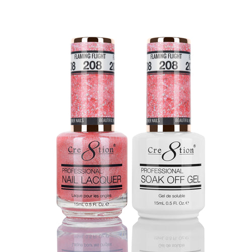 Cre8tion Matching Color Gel & Nail Lacquer 208 Flaming Fight