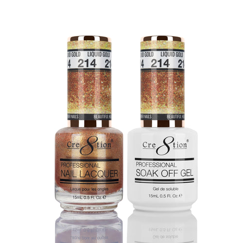 Cre8tion Matching Color Gel & Nail Lacquer 214 Liquid Gold