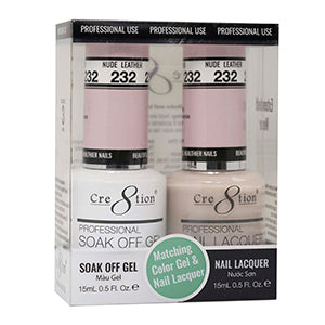 Cre8tion Matching Color Gel & Nail Lacquer 232 NUDE LEATHERCre8tion Matching Color Gel & Nail Lacquer 232 NUDE LEATHER