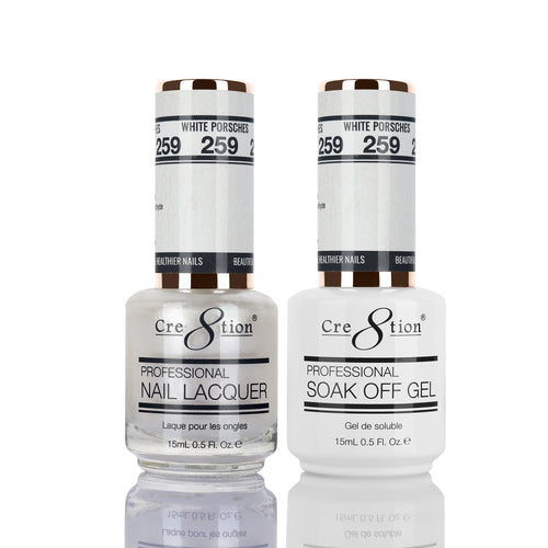Cre8tion Matching Color Gel & Nail Lacquer 259 WHITE PORSCHES