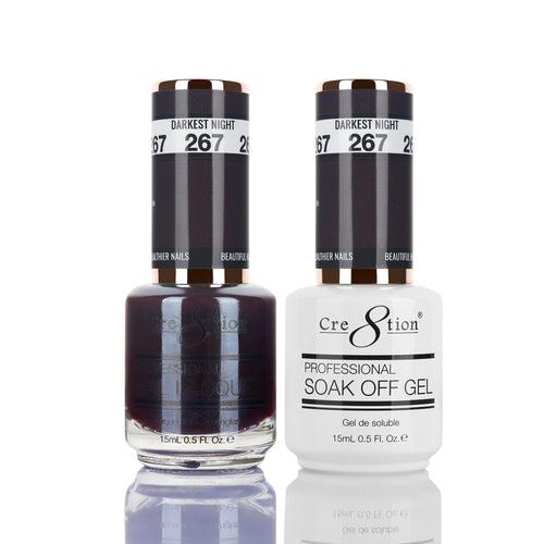 Cre8tion Matching Color Gel & Nail Lacquer 267 DARKEST NIGHT