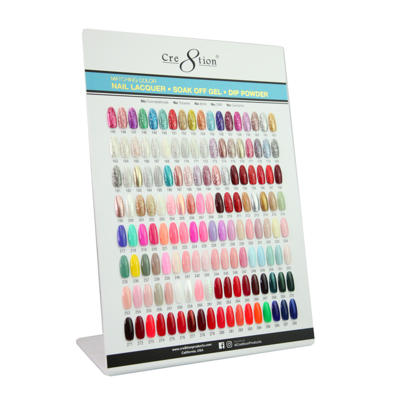 Cre8tion Counter Foam Display Gel- Lacquer-Dip Powder 288 Matching Color Chart B (Color 145-288)
