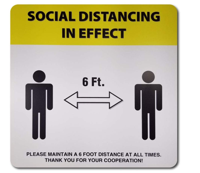 Cre8tion Social Distance Wall/Glass Door Sticker 12" x 12" Yellow- Square