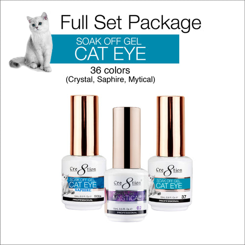 Cre8tion - Cat Eye Soak Off Gel Full Set - 36 Colors New Collection