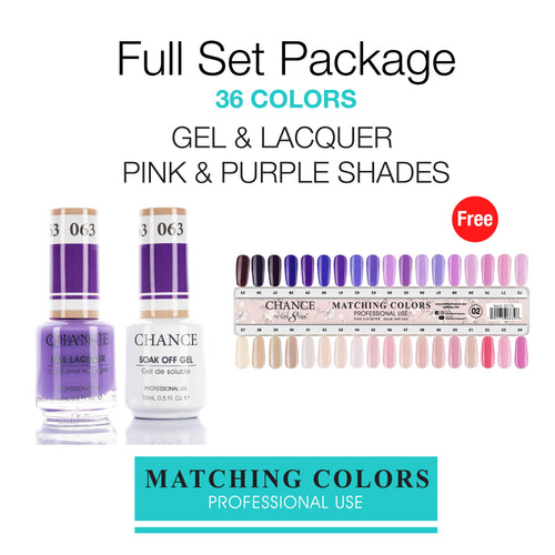 Chance Gel/Lacquer Duo Full Set - 36 Colors Pink & Purple Shades
