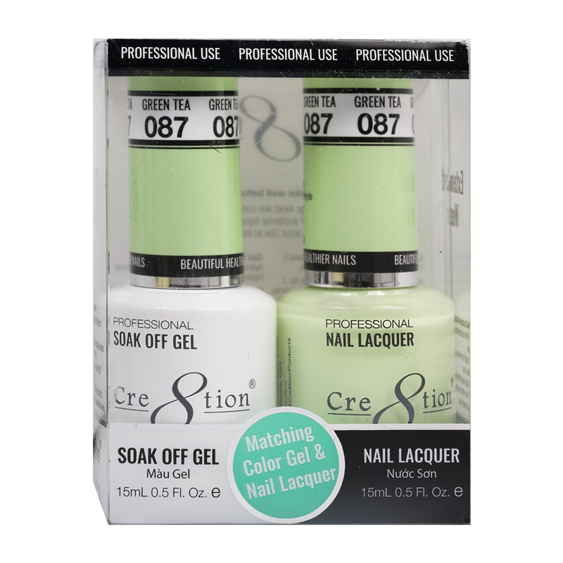 Cre8tion Matching Color Gel & Nail Lacquer 87 Green Tea