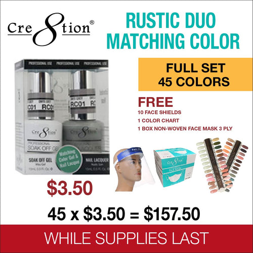 Cre8tion Gel&Lacquer Rustic - Full Set - 45 Colors Collection